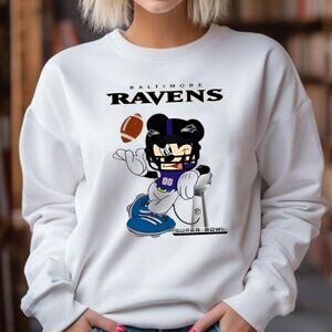 Baltimore Ravens Disney Mickey Super Bowl Football Sweatshirt NFL Fan 05
